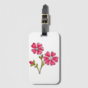 Etiqueta De Bagagem Flores Brancas, Cinzentas, Quentes