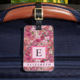 Etiqueta De Bagagem Flores brancas cor-de-rosa personalizadas