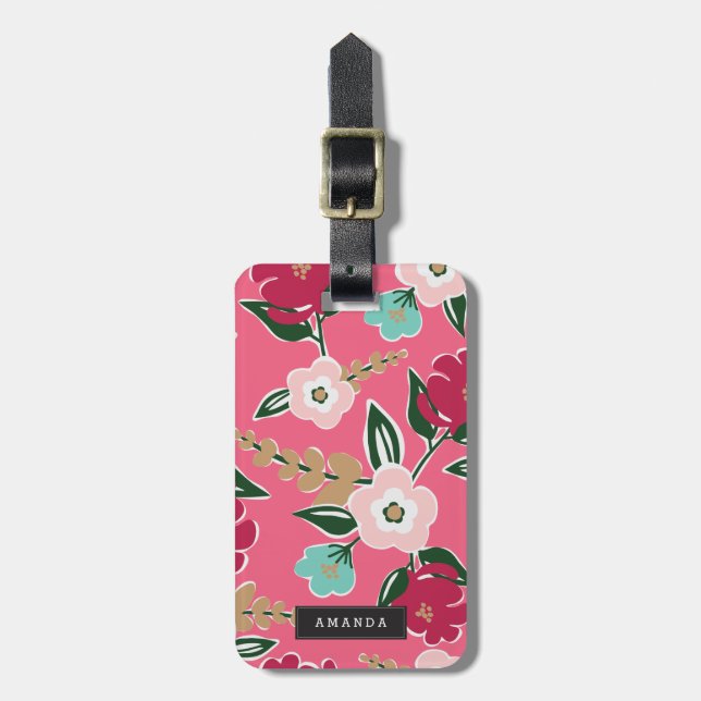 Etiqueta De Bagagem Flores brilhantes personalizadas de | (Frente Vertical)