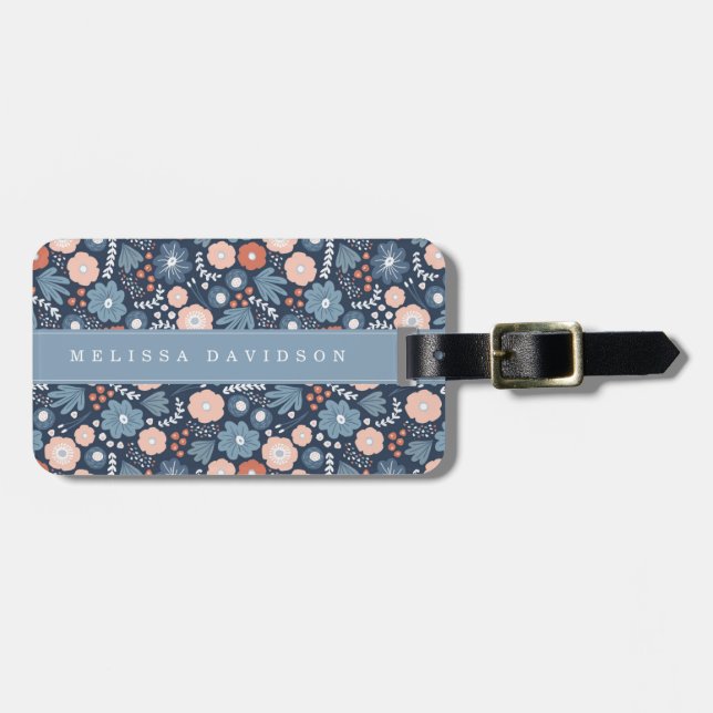 Etiqueta de Bagagem Flores Caprichosas (Frente Horizontal)