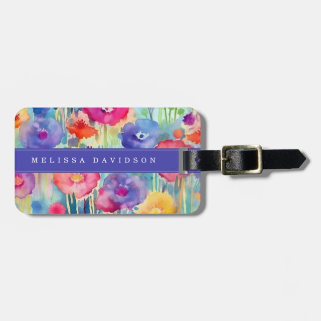 Etiqueta de Bagagem Flores Caprichosas (Frente Horizontal)