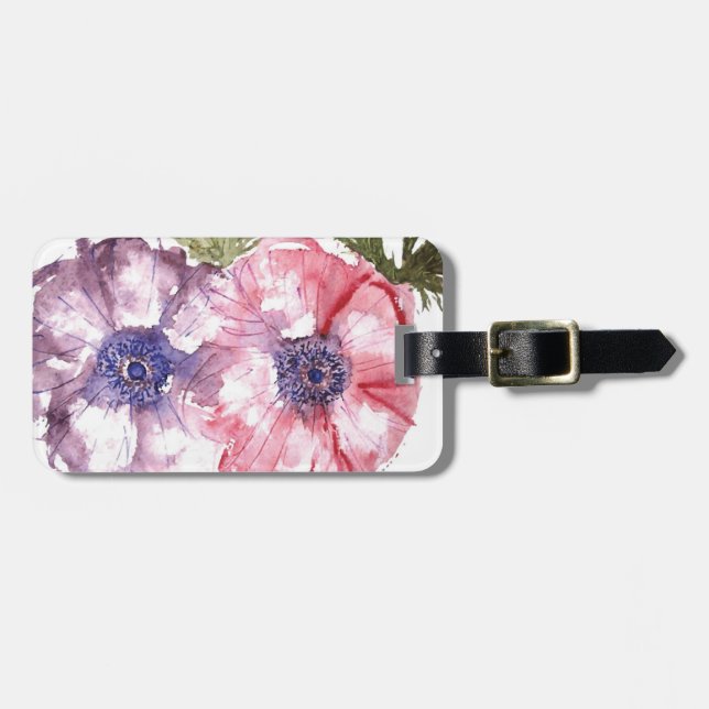 Etiqueta De Bagagem Flores da aguarela (Frente Horizontal)