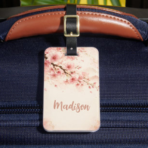 Etiqueta De Bagagem Flores de Aquarela Floral Personalizadas Rosa Pêss