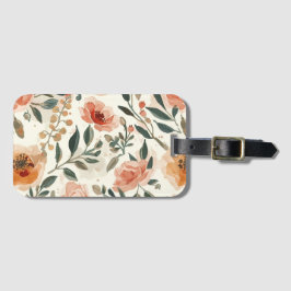 Etiqueta De Bagagem Flores de Aquarela Laranja Pintura Botânica