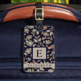 Etiqueta De Bagagem Flores de Cinzas Florais Pretas Personalizadas