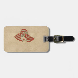 Etiqueta De Bagagem Flores de couro em Suede