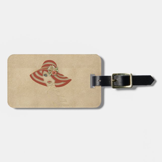 Etiqueta De Bagagem Flores de couro em Suede (Frente Horizontal)