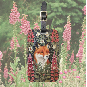 Etiqueta De Bagagem Flores de Fox e Foxglove William Morris Inspirado