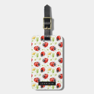 Etiqueta de bagagem flores de joaninha
