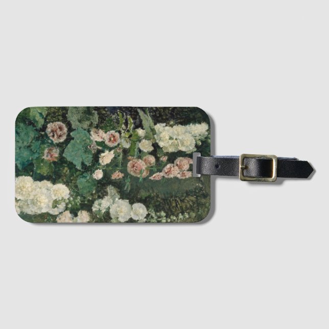 Etiqueta De Bagagem Flores de Rosa Hollyhock (Frente Horizontal)