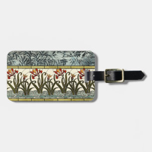 Etiqueta De Bagagem Flores de vidro manchadas com borda de estanho