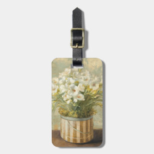Etiqueta De Bagagem Flores em uma caixa do chapéu