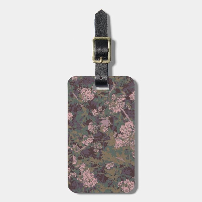 Etiqueta De Bagagem Flores, folhas, e camuflagem (Frente Vertical)