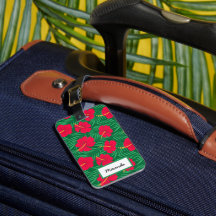 Flores Red Hibiscus sobre Folhas Tropicais Persona