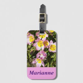 Etiqueta De Bagagem Flores Rosa e Amarelo