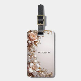Etiqueta de Bagagem Flores Rosa Suave e Brancas