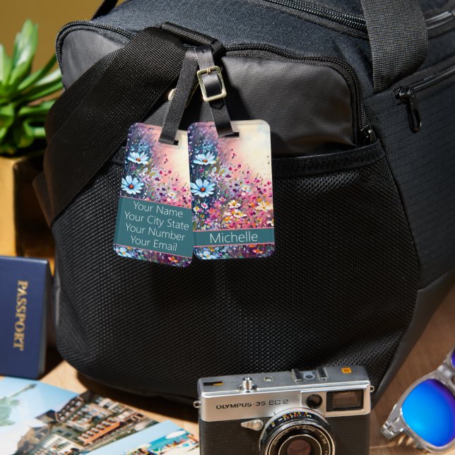 Etiqueta De Bagagem Flores selvagens (Frente e verso)