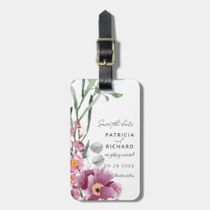 Etiqueta De Bagagem Flores Selvagens Aquarela Casamento Salvar A Data
