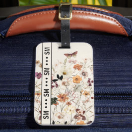 Etiqueta De Bagagem Flores Selvagens Presas Monograma Monograma Monogr