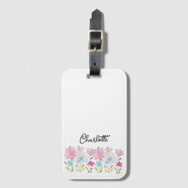 Etiqueta De Bagagem Flores Silvestres de Verão Fofas Monogramadas