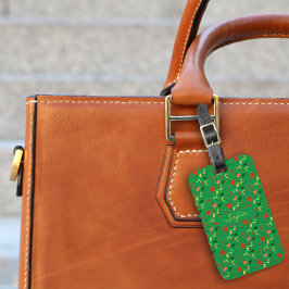 Etiqueta De Bagagem Flores silvestres vermelhos padrão verde Bagagem