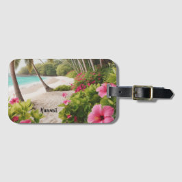 Etiqueta De Bagagem Flores Tropicais Hawaii Rosa Rosa Hibiscus do Sand