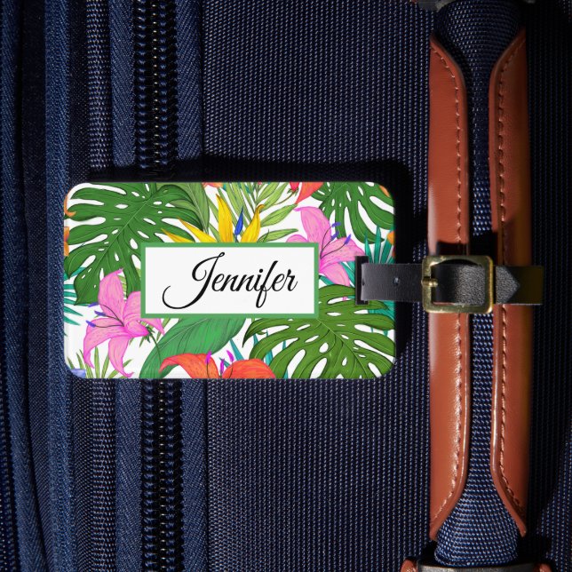Etiqueta De Bagagem Flores tropicais personalizadas (Frente Insitu 4)