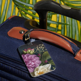 Etiqueta De Bagagem Flores Vintage Escuras
