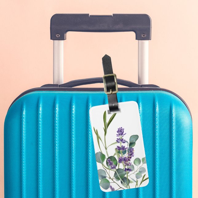Etiqueta De Bagagem Flores violeta lavanda eucalipto (Criador carregado)