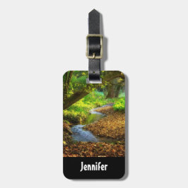 Etiqueta De Bagagem Floresta Creek Belo Paisagem Natural