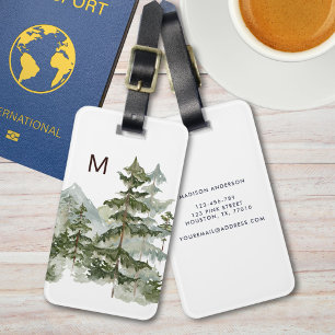 Etiqueta De Bagagem Floresta de Pinheiros e Montanha Monogramados