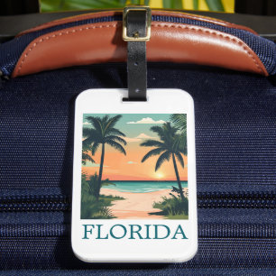 Etiqueta De Bagagem Flórida Sunshine State – Paraíso de Praia Tropical