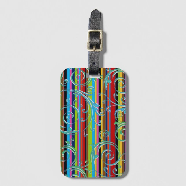 Etiqueta De Bagagem Floured Stripe (Frente Vertical)