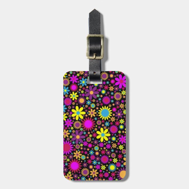Etiqueta De Bagagem Flower Power (Frente Vertical)