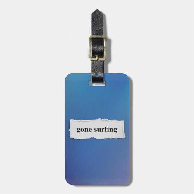 Etiqueta De Bagagem foi surfar, em azul (Frente Vertical)