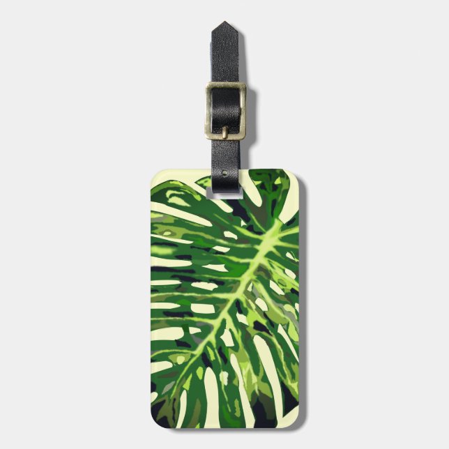Etiqueta De Bagagem Folha de Monstera Tropical (Frente Vertical)