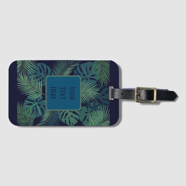 Etiqueta De Bagagem folha de palma tropical moderna contemporânea (Frente Horizontal)