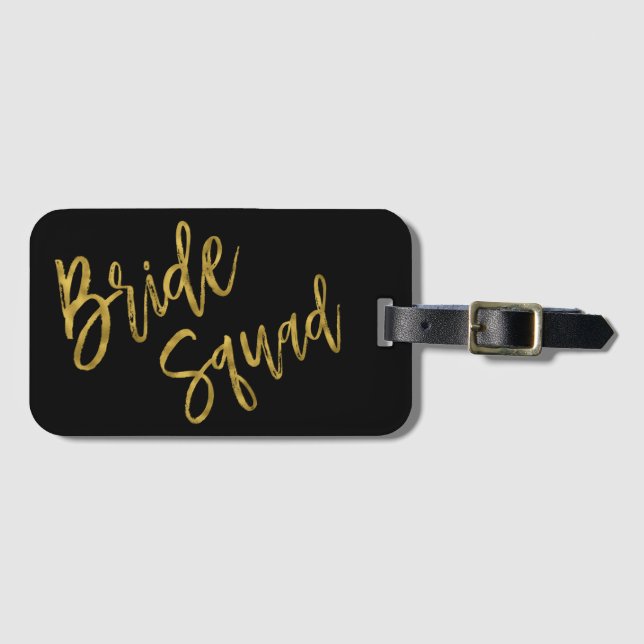 Etiqueta de Bagagem Folha Dourada Bride Squad (Frente Horizontal)