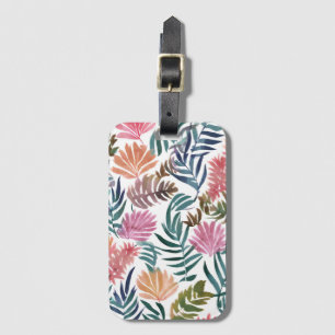 Etiqueta De Bagagem Folhas Botânicas Aquarela Folha Floral Colorida