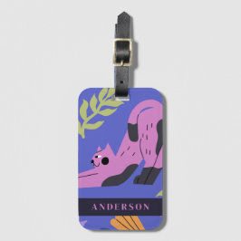 Etiqueta De Bagagem Folhas de Gato Violeta e Matisse Personalizáveis