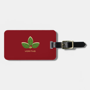 Etiqueta De Bagagem Folhas de Louro Elegantes em Vermelho Borgonha