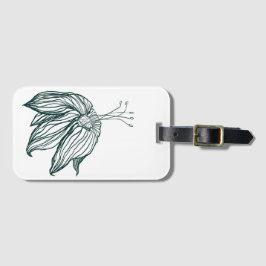 Etiqueta De Bagagem folhas de monstera verde-escura e lírios contorno