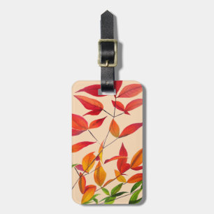 Etiqueta De Bagagem Folhas de outono laranja arte original em aquarela
