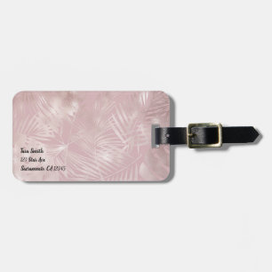 Etiqueta De Bagagem Folhas de Palmeira Tropical Botânica em Rose Gold