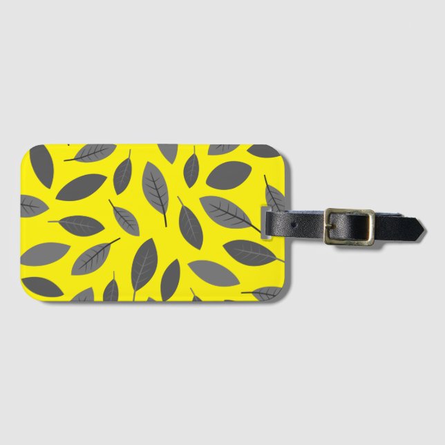 Etiqueta De Bagagem Folhas Sobre Amarelo (Frente Horizontal)