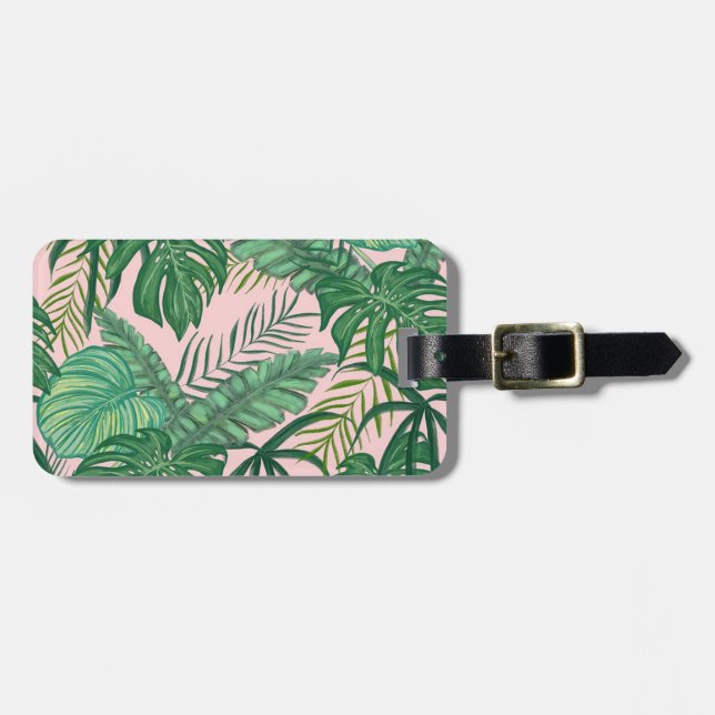 Etiqueta De Bagagem Folhas tropicais (Frente Horizontal)