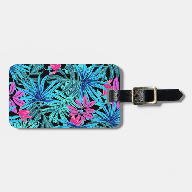 Etiqueta De Bagagem Folhas tropicais (Frente Horizontal)