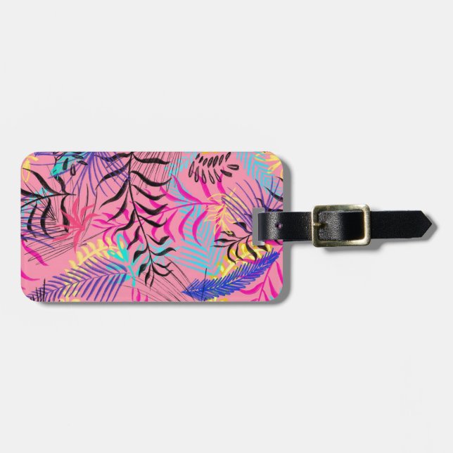 Etiqueta De Bagagem Folhas Tropicais (Frente Horizontal)