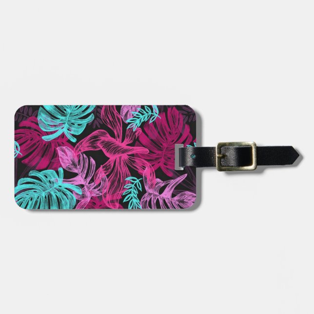 Etiqueta De Bagagem Folhas Tropicais (Frente Horizontal)