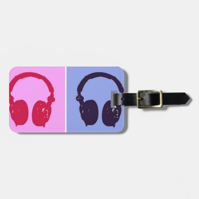 Etiqueta De Bagagem Fones de ouvido pop (Frente Horizontal)